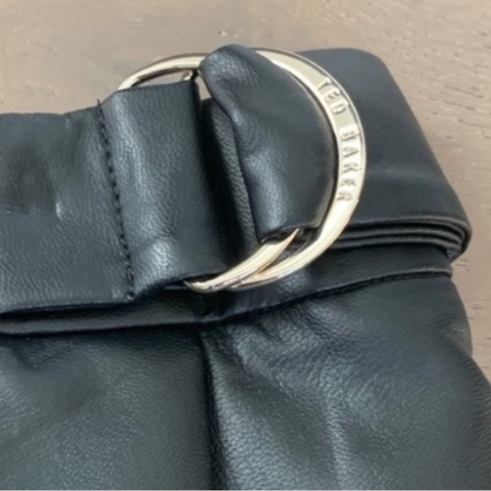 Ted Baker Sleek Black Leather Mini Skirt - Picture 2 of 6